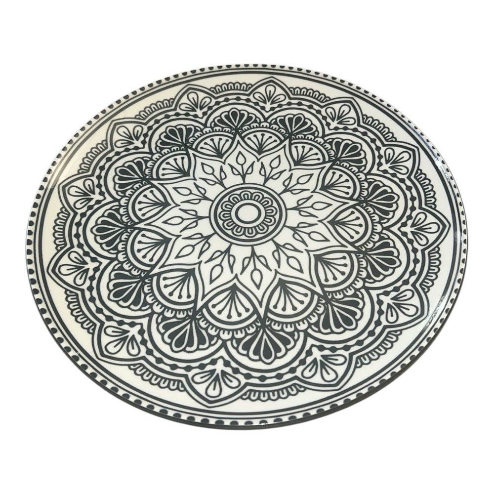 Royal Norfolk Art Deco Dinner Plate 10.5" Black White Geometric Design